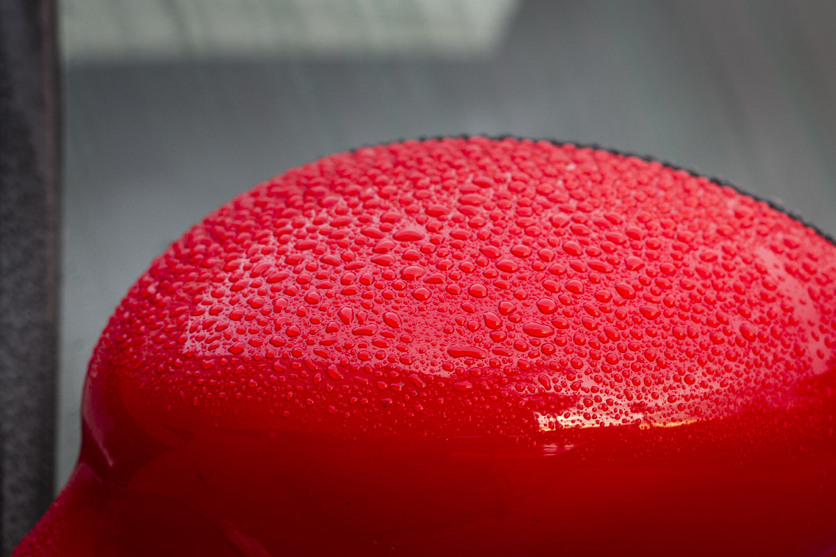 Ceramic Water Beads on Sideview Mirror