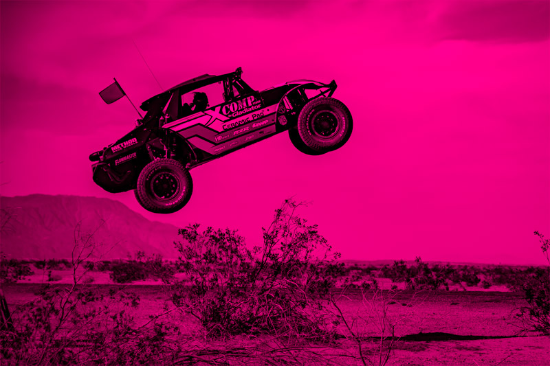 Blake Wilkey jumping buggy for 4k resolution promo video