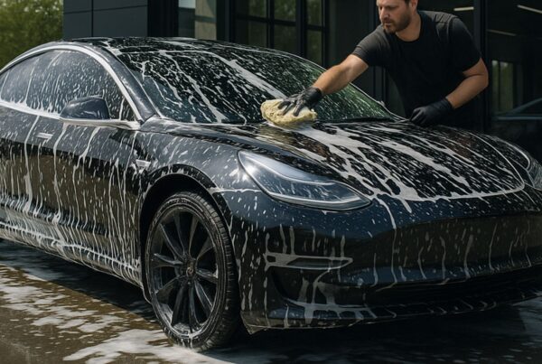 tesla being washed